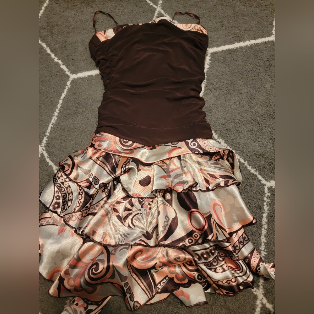 Elegant Brown and Multicolor Women's Dress